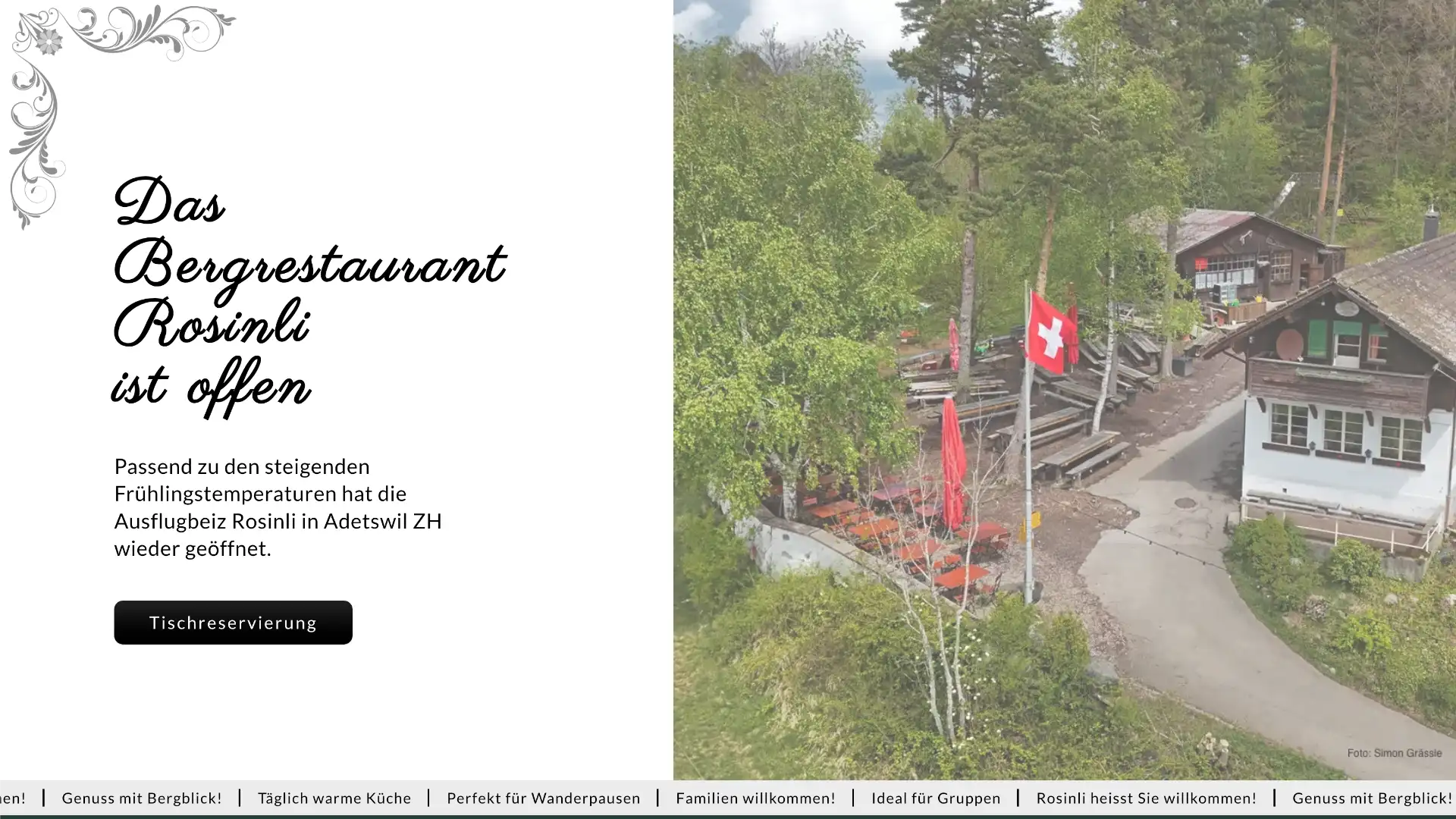 Website für Bergrestaurant Rosinli in Adetswil ZH